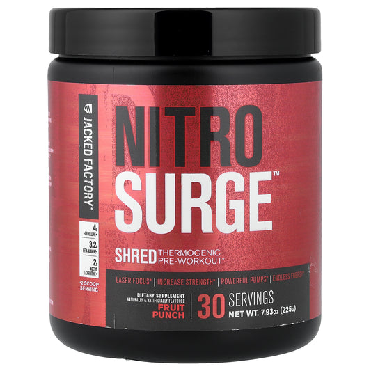 Jacked Factory, Nitro Surge™, Shred Thermogenic Pre-Workout, Fruit Punch, 7.93 oz. (225 g)