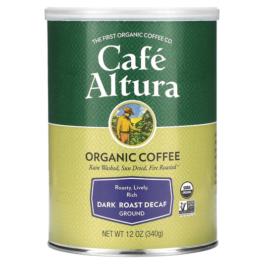 Cafe Altura, Organic Coffee, Ground, Dark Roast, Decaf, 12 oz (340 g)