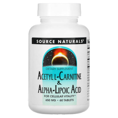 Source Naturals, Acetyl L-Carnitine & Alpha-Lipoic Acid, 650 mg, 60 Tablets