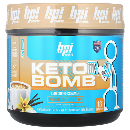 BPI Sports, Keto Bomb™, Keto Coffee Creamer, French Vanilla Latte, 1 lbs 0.5 oz (468 g)