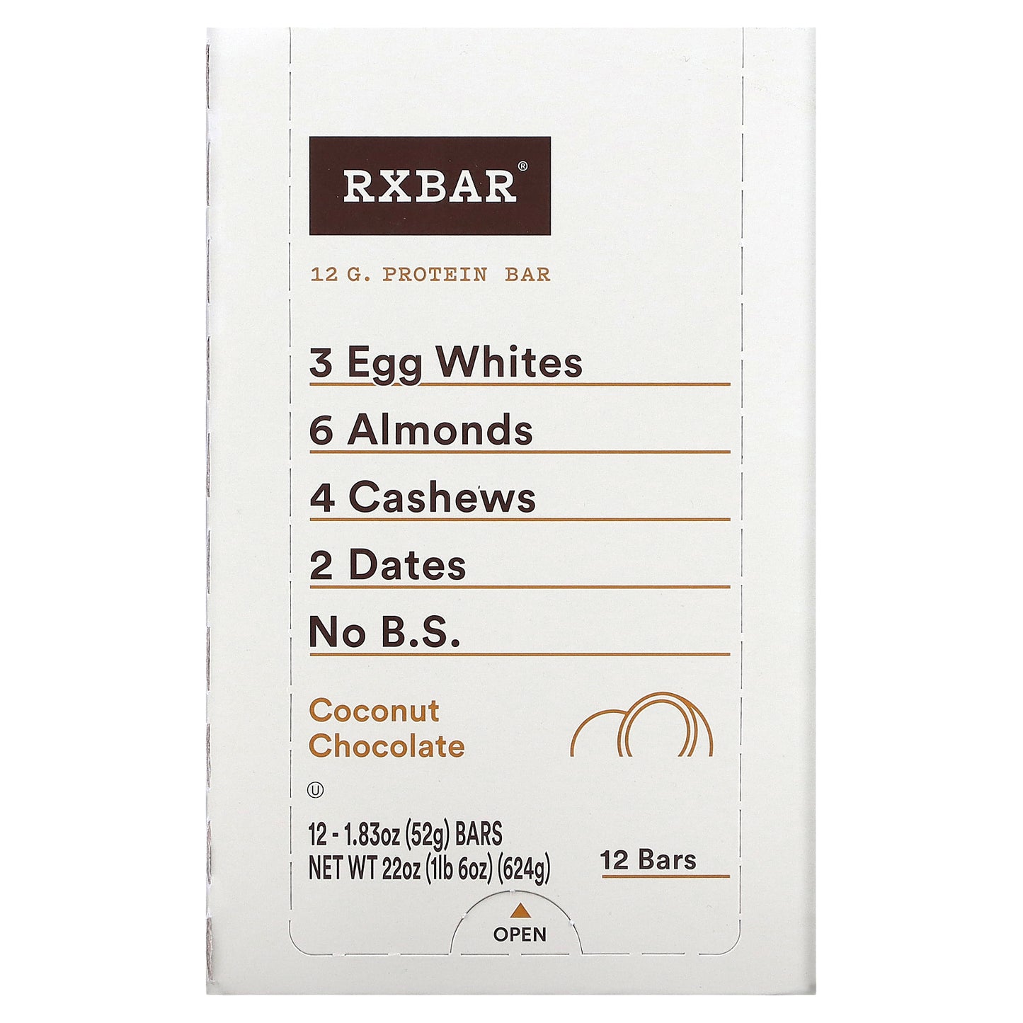 RXBAR, Protein Bar, Coconut Chocolate, 12 Bars, 1.83 oz (52 g) Each