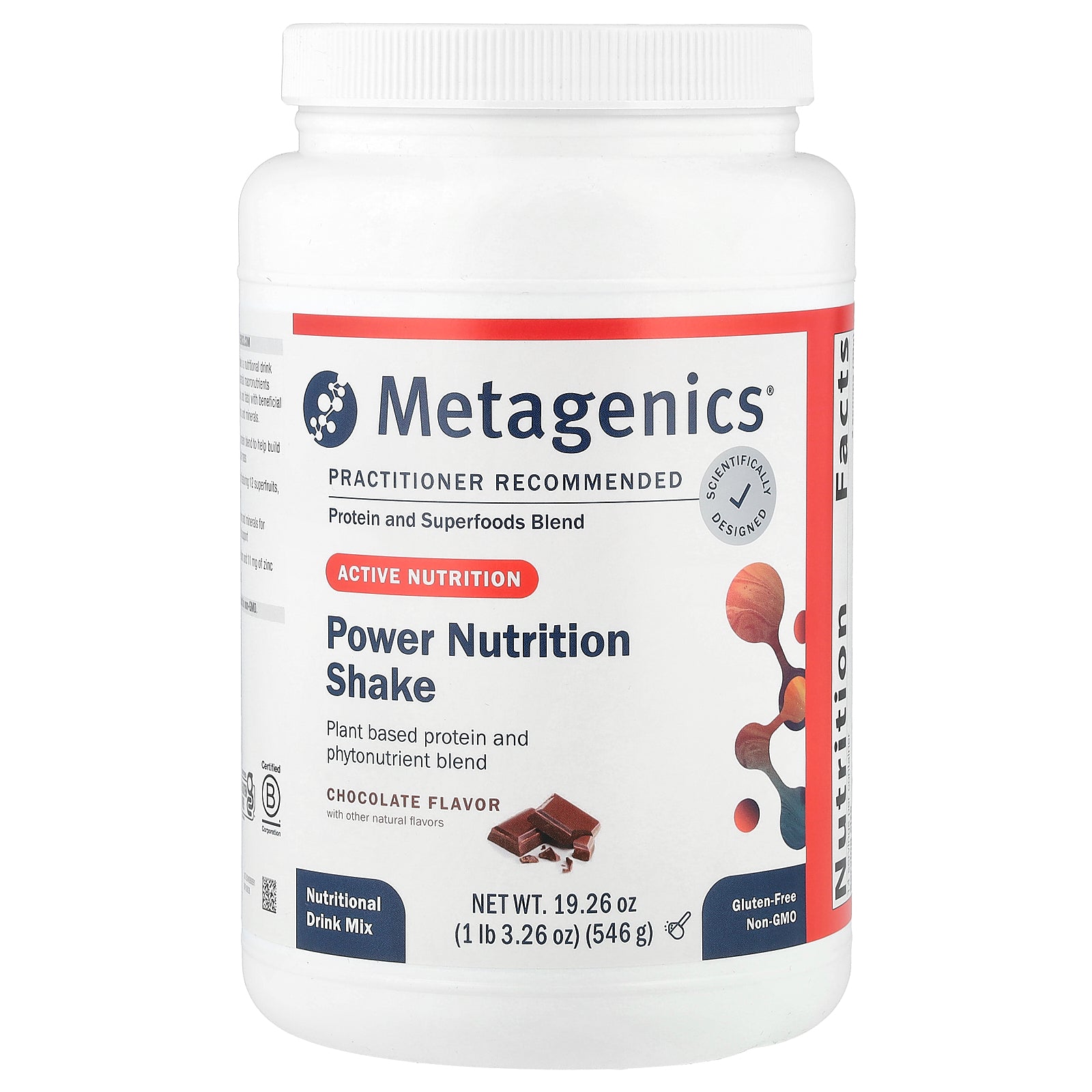 Metagenics, Power Nutrition Shake, Chocolate, 1 lb 3.26 oz (546 g)
