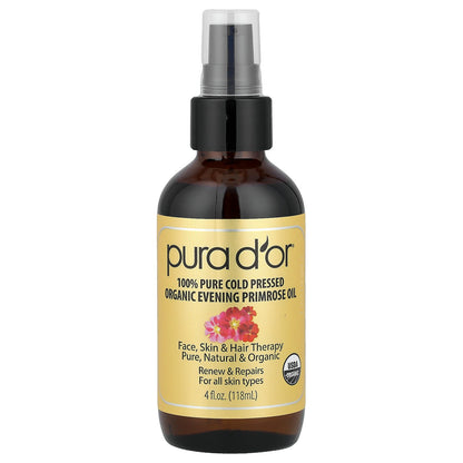 Pura D'or, Organic Evening Primrose Oil, 4 fl oz (118 ml)