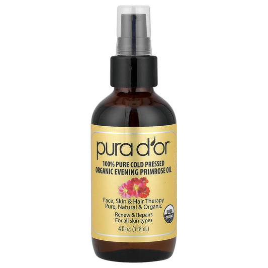 Pura D'or, Organic Evening Primrose Oil, 4 fl oz (118 ml)