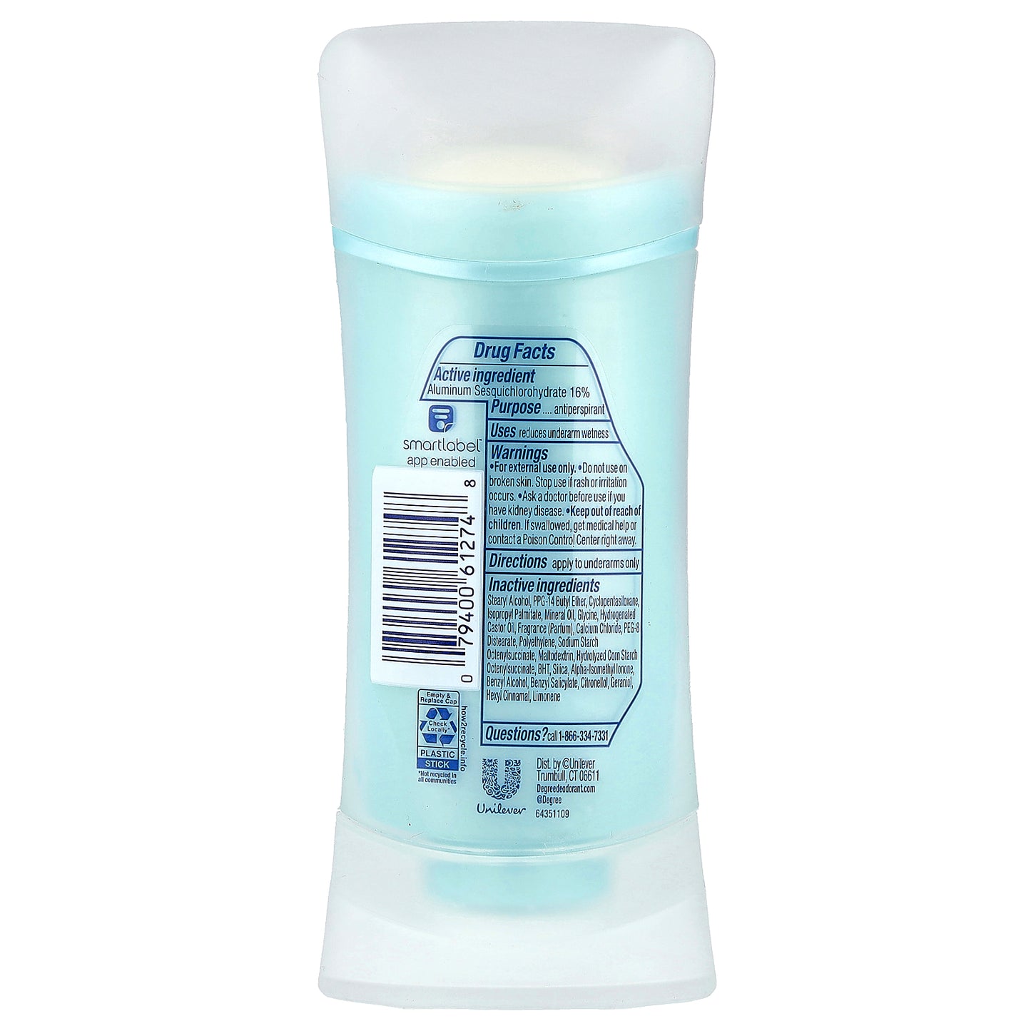 Degree, Advanced, 72H Body Heat Activated™, Antiperspirant Deodorant, Stress Control, 2.6 oz (74 g)