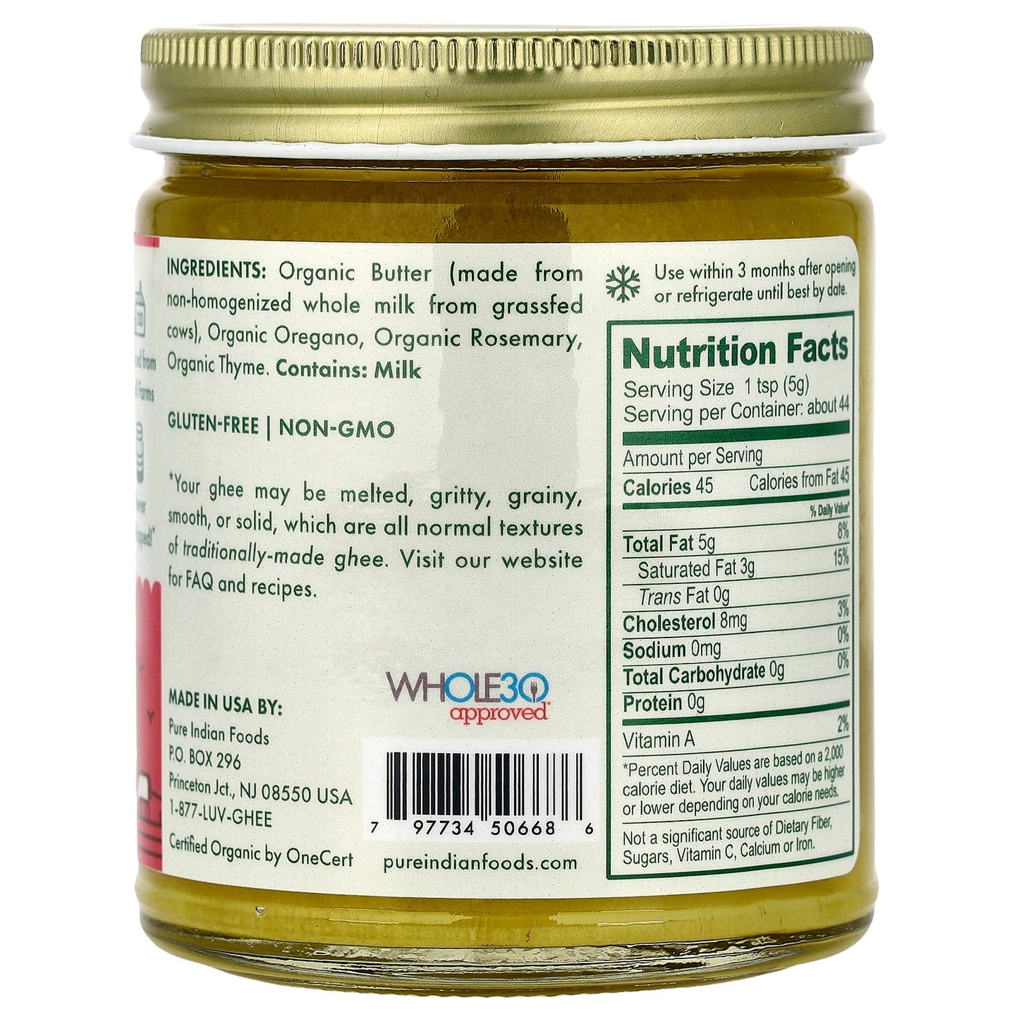 Pure Indian Foods, Organic Italian Ghee, 7.8 oz (220 g)