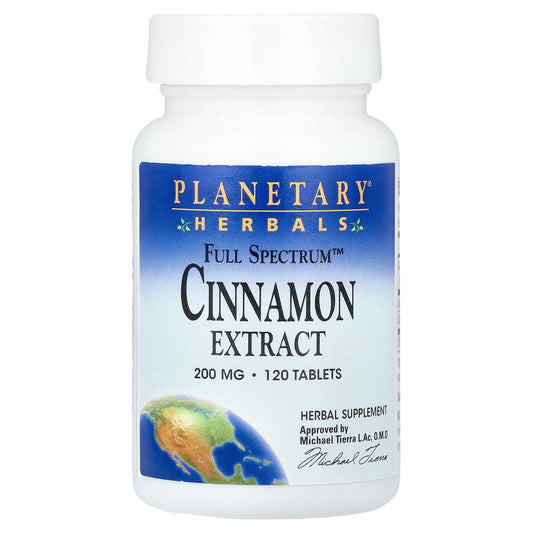 Planetary Herbals, Full Spectrum™ Cinnamon Extract, 400 mg, 120 Tablets (200 mg per Tablet)