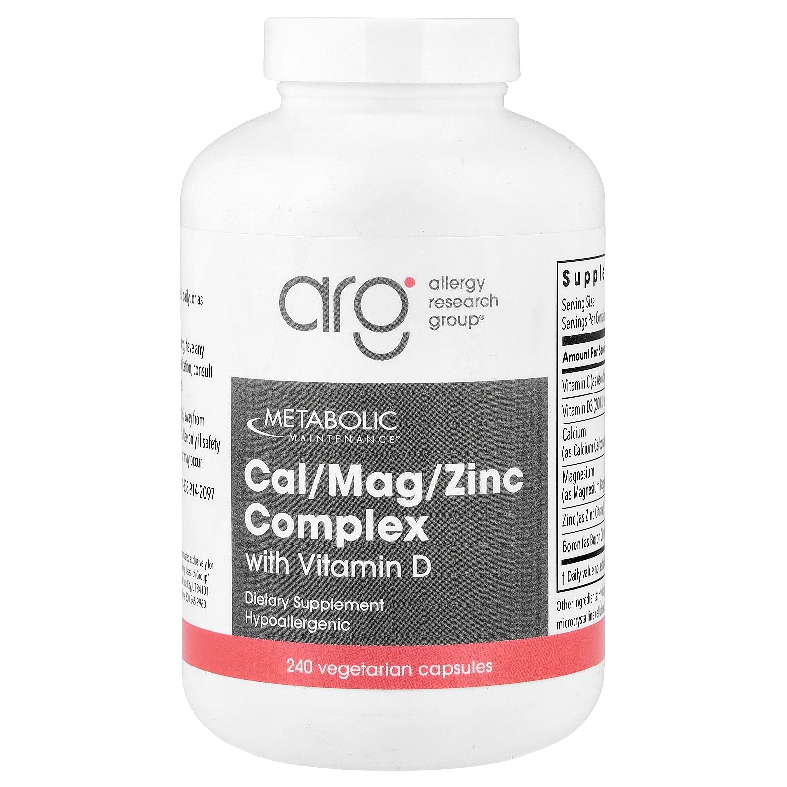 Metabolic Maintenance, Cal/Mag/Zinc Complex with Vitamin D, 240 Vegetarian Capsules