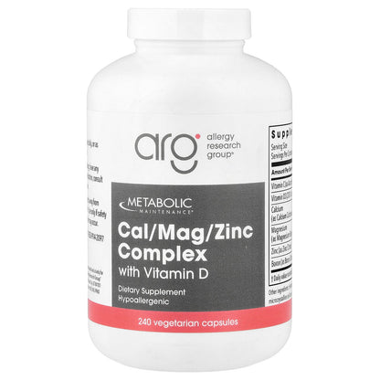 Metabolic Maintenance, Cal/Mag/Zinc Complex with Vitamin D, 240 Vegetarian Capsules
