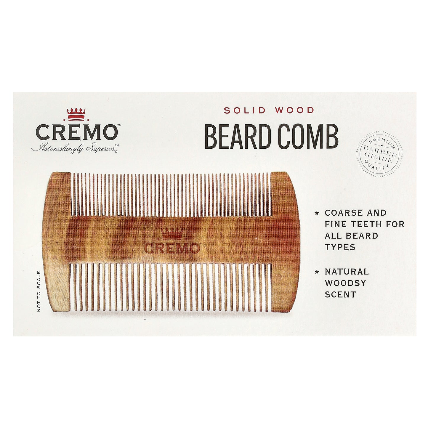 Cremo, Solid Wood Beard Comb, 1 Comb