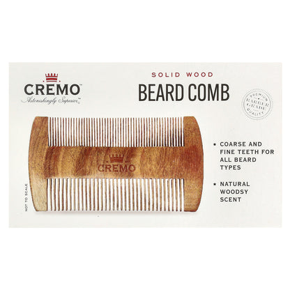 Cremo, Solid Wood Beard Comb, 1 Comb