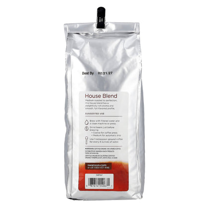 Swanson, Organic House Blend Coffee, Whole Bean, Medium Roast, 16 oz (454 g)