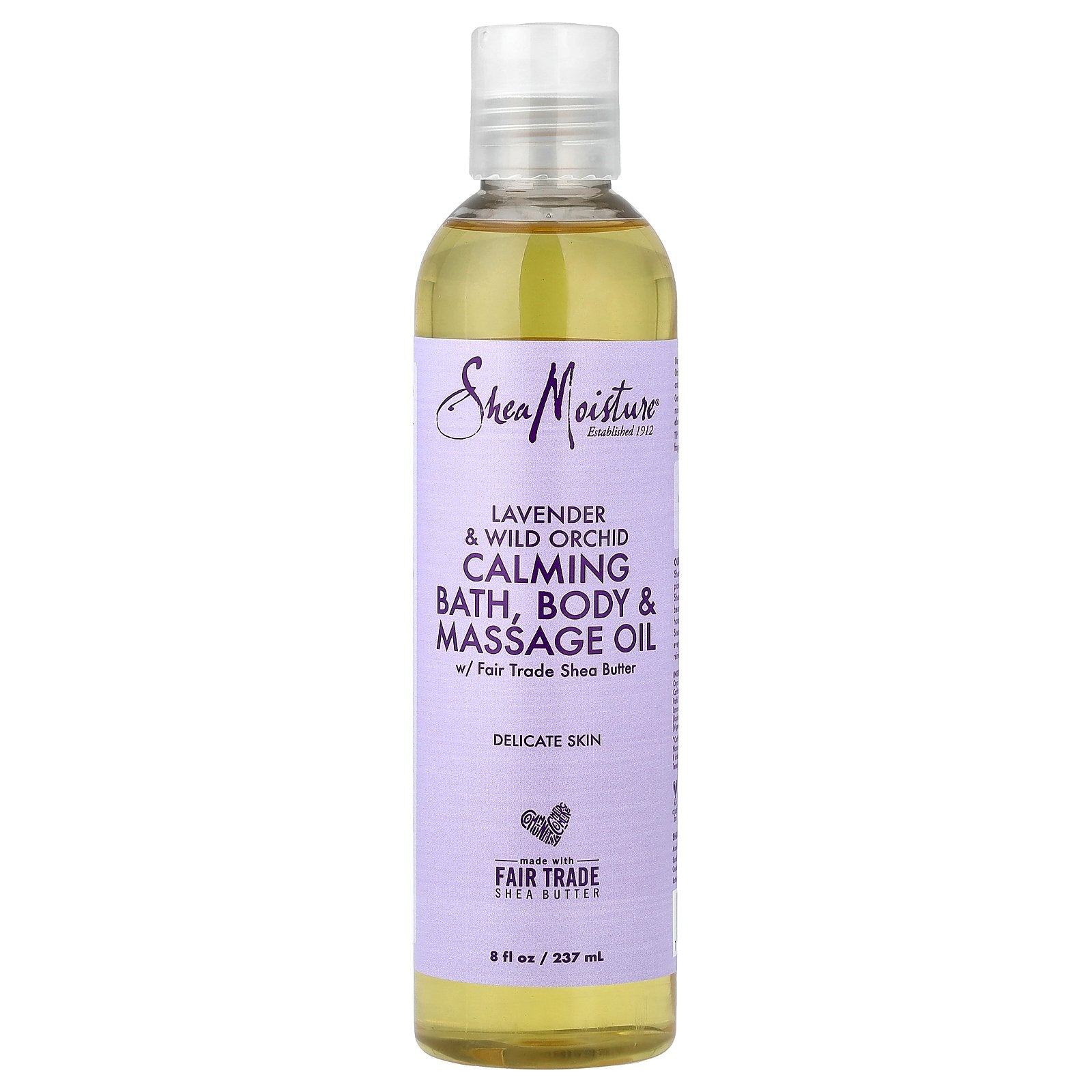 SheaMoisture, Calming Bath, Body & Massage Oil, Delicate Skin, Lavender & Wild Orchid, 8 fl oz (237 ml)