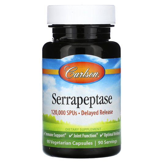 Carlson, Serrapeptase, Delayed Release, 120,000 SPUs, 90 Vegetarian Capsules