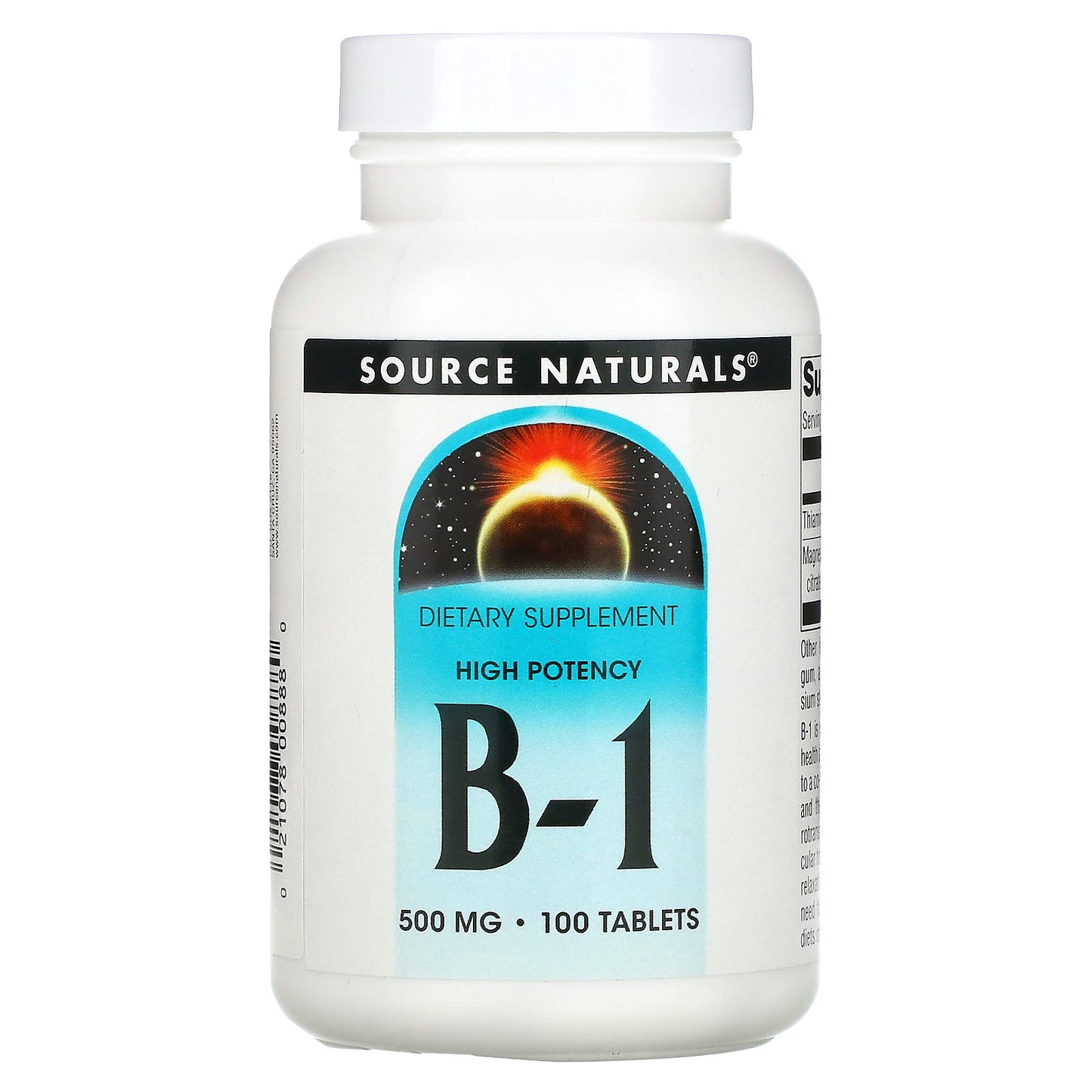 Source Naturals, High Potency B-1, 500 mg, 100 Tablets