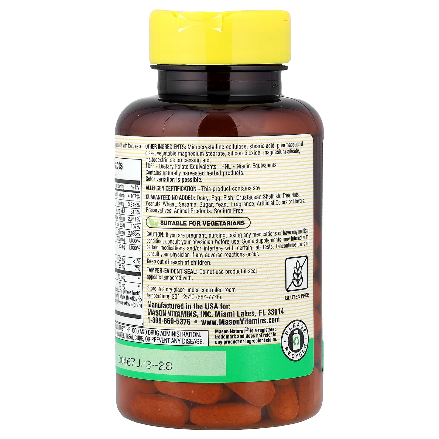 Mason Natural, Vitamin B-50 Complex, 100 Tablets