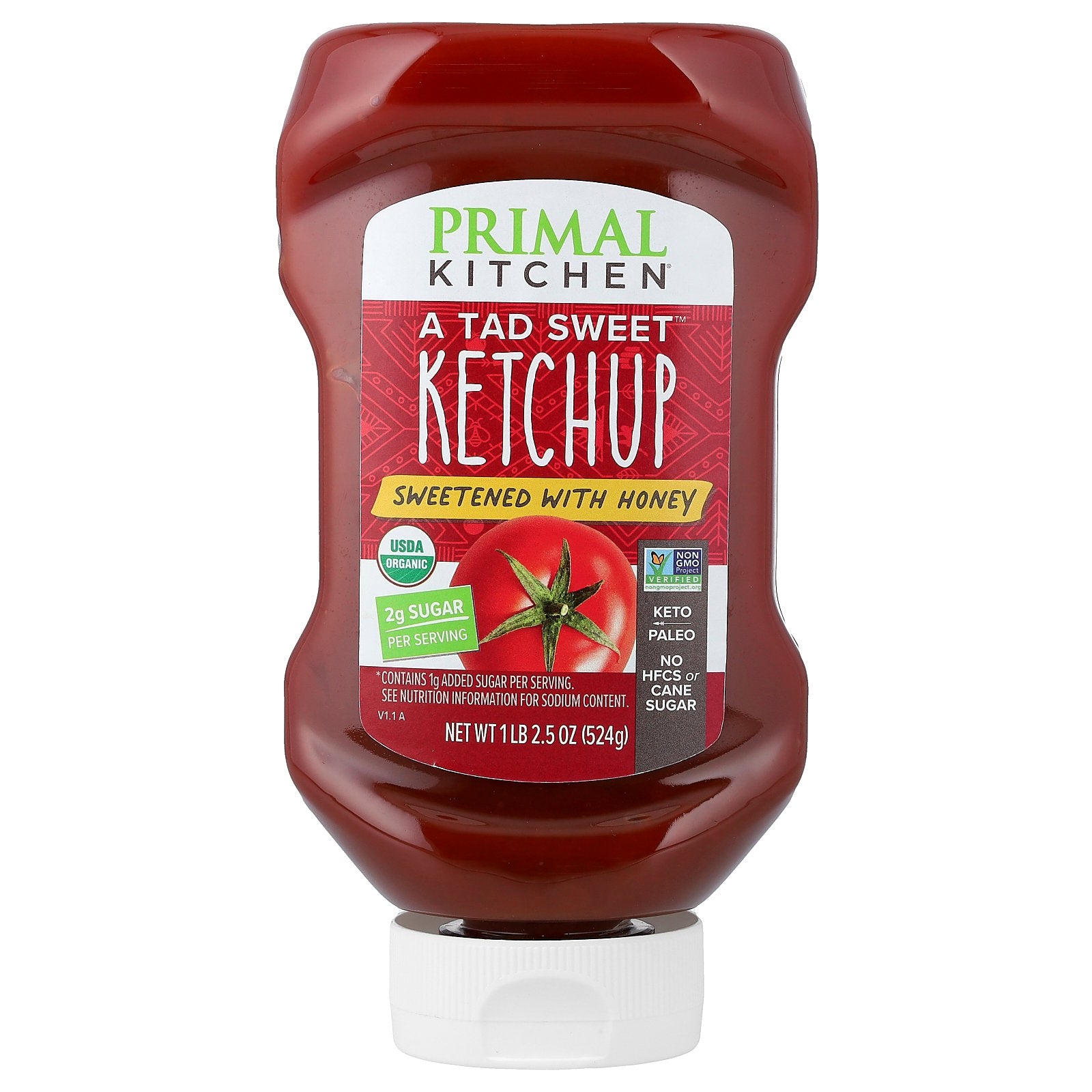 Primal Kitchen, A Tad Sweet™ Ketchup, Sweetened with Honey, 1 lb 2.5 oz (524 g)