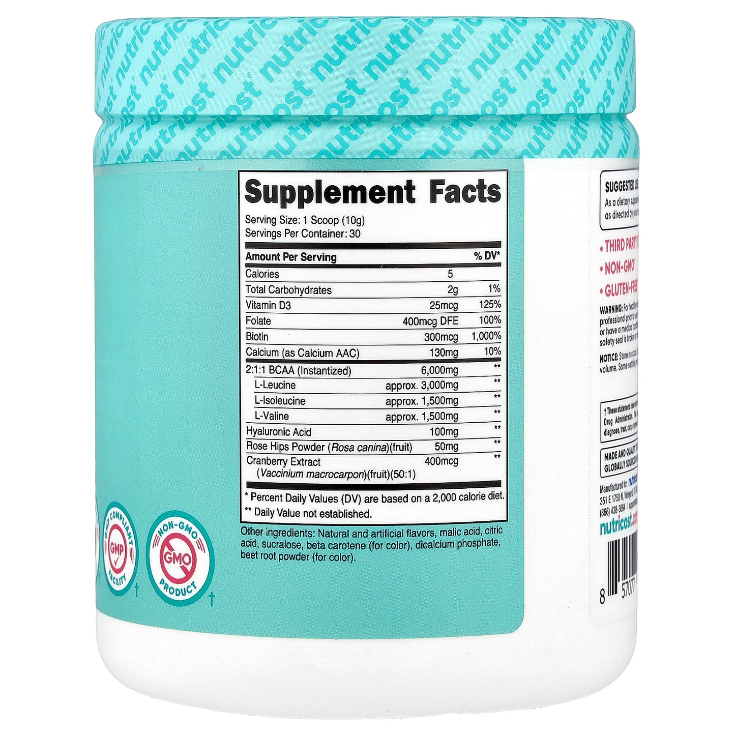 Nutricost, Women, BCAA With Vitamin D3, Folate, Biotin, & Calcium, Peach Mango, 10.7 oz (300 g)