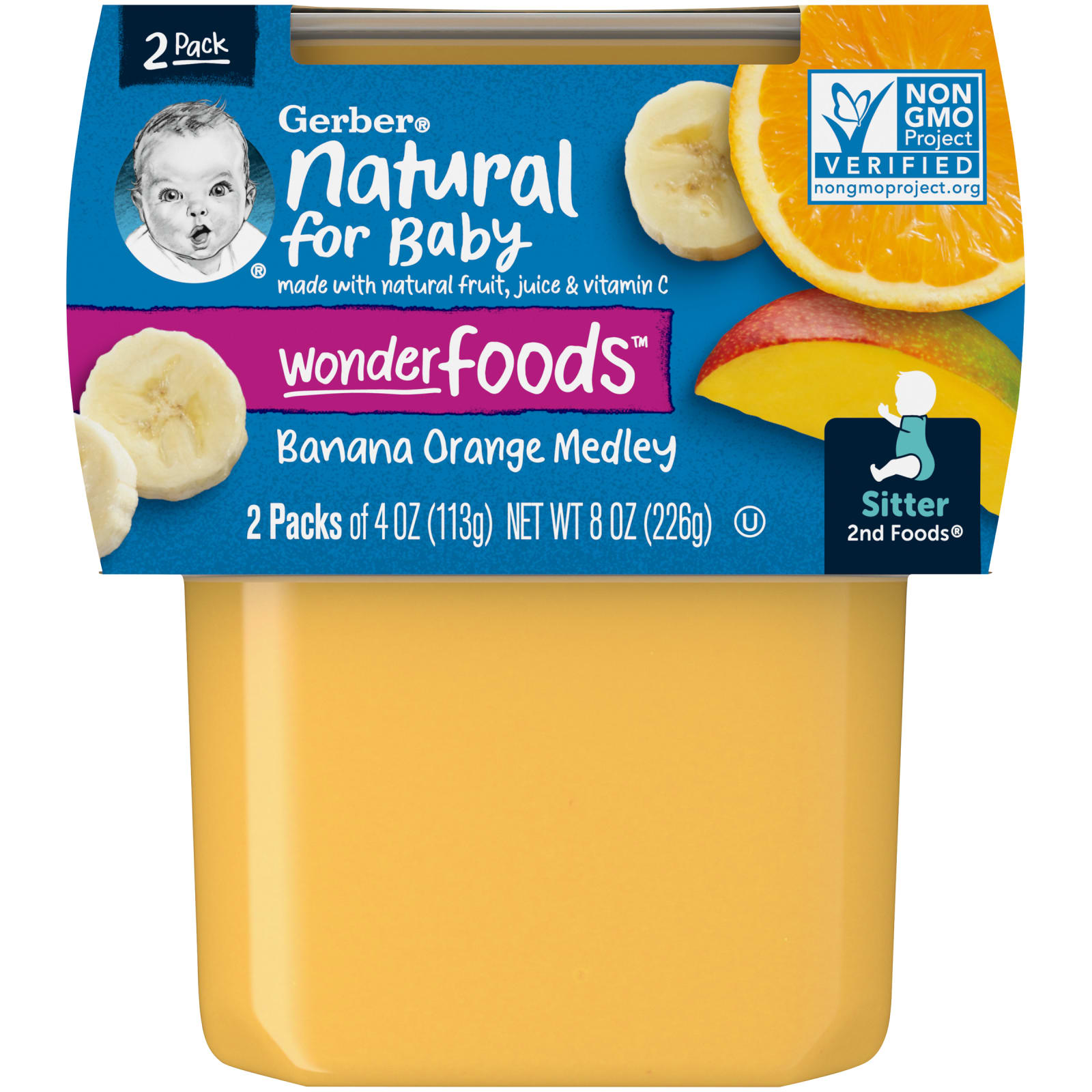 Gerber, Natural for Baby, Wonder Foods, 2nd Foods, Banana Orange Medley, 2 Pack, 4 oz (113 g) Each