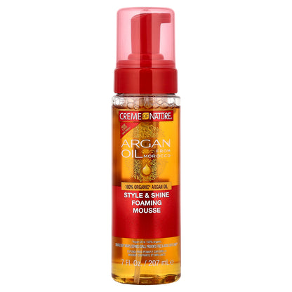 Creme Of Nature, Argan Oil from Morocco, Style & Shine Foaming Mousse, 7 fl oz (207 ml)