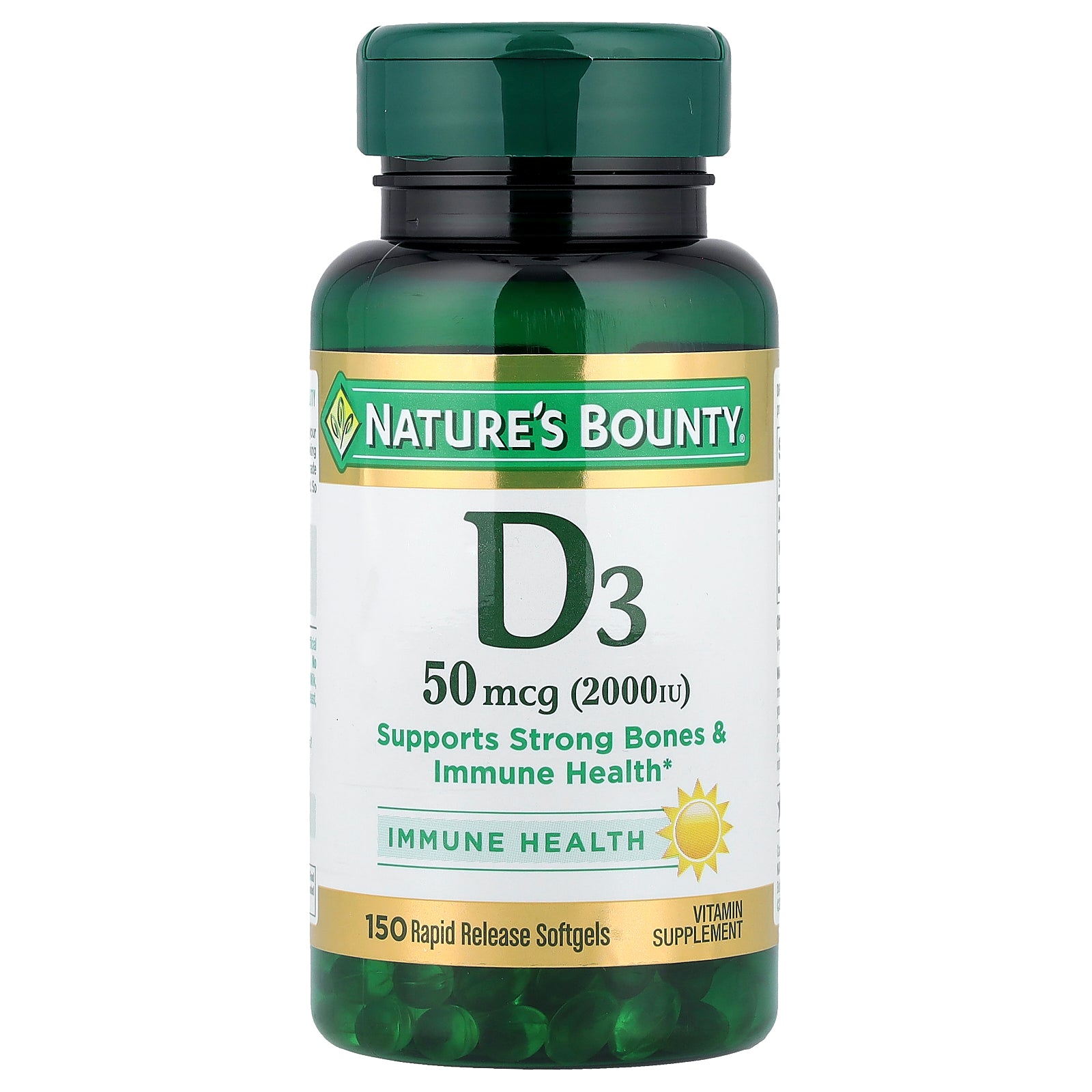 Nature's Bounty, D3 , 50 mcg (2,000 IU), 150 Rapid Release Softgels