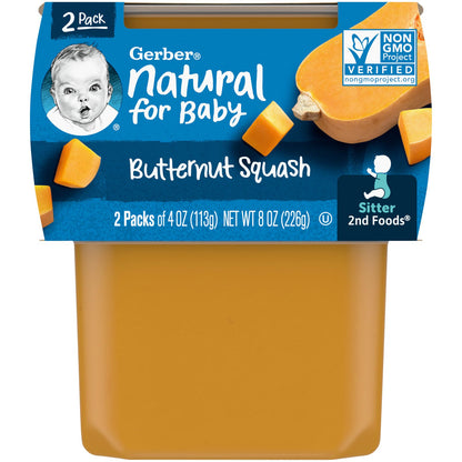 Gerber, Natural for Baby, 2nd Foods®, Butternut Squash, 2 Pack, 4 oz (113 g) Each