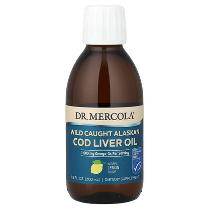 Dr. Mercola, Wild Caught Alaskan Cod Liver Oil, Natural Lemon, 6.8 fl oz (200 ml)