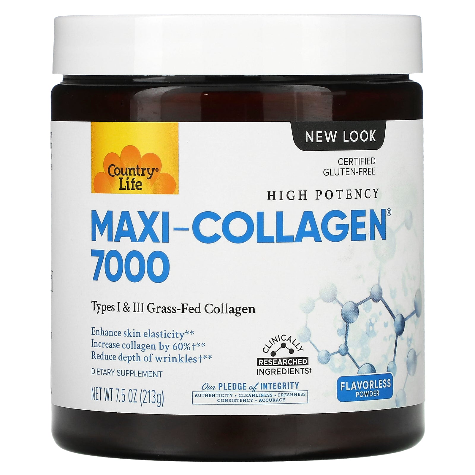 Country Life, High Potency Maxi-Collagen® 7000 Powder, Flavorless, 7.5 oz (213 g)