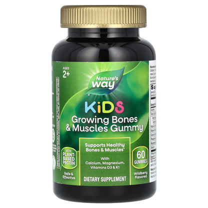 Nature's Way, Kids, Growing Bones & Muscles Gummy, Ages 2 +, Wildberry, 60 Gummies