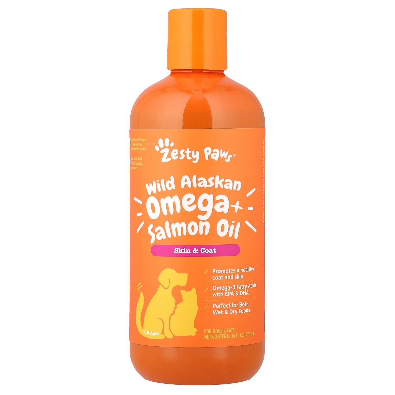 Zesty Paws, Wild Alaskan Omega + Salmon Oil, For Dogs & Cats, All Ages, 16 fl oz (473 ml)