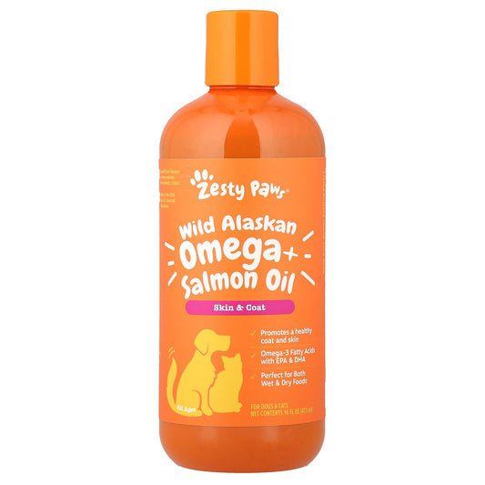 Zesty Paws, Wild Alaskan Omega + Salmon Oil, For Dogs & Cats, All Ages, 16 fl oz (473 ml)