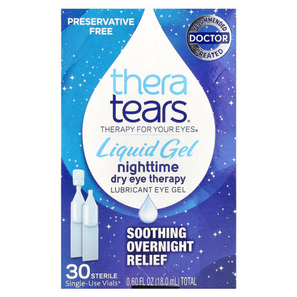 TheraTears, Nighttime Dry Eye Therapy, Lubricant Eye Gel, 30 Single-Use Vials
