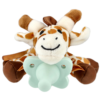 Dr. Brown's, Lovey, Happy Paci™, Silicone Pacifier & Teether Holder, 0-12 Months +, Giraffe, 2 Piece Set