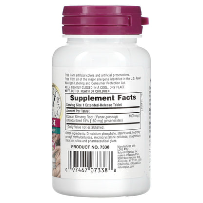 NaturesPlus, Herbal Actives, Korean Ginseng, Extended Release, 1,000 mg, 30 Vegetarian Tablets