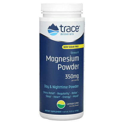 Trace, Stress-X, Magnesium Powder, Lemon Lime, 350 mg, 15.8 oz (448 g)