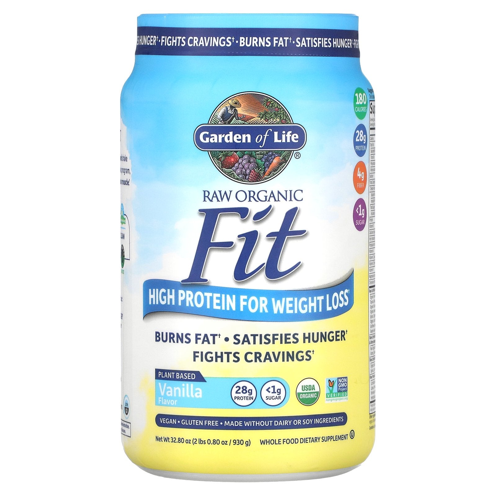 Garden of Life, RAW Organic Fit, High Protein for Weight Loss, Vanilla, 32.8 oz (930 g)