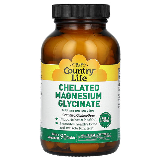 Country Life, Chelated Magnesium Glycinate, 400 mg, 90 Tablets (133 mg per Tablet )