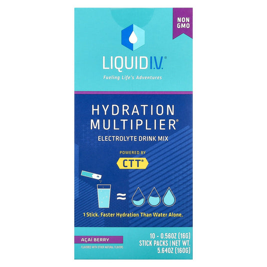 Liquid I.V., Hydration Multiplier, Electrolyte Drink Mix, Acai Berry,  10 Stick Packs, 0.56 oz (16 g) Each