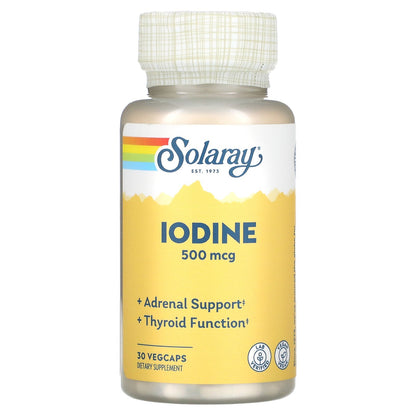 Solaray, Iodine, 500 mcg, 30 VegCaps