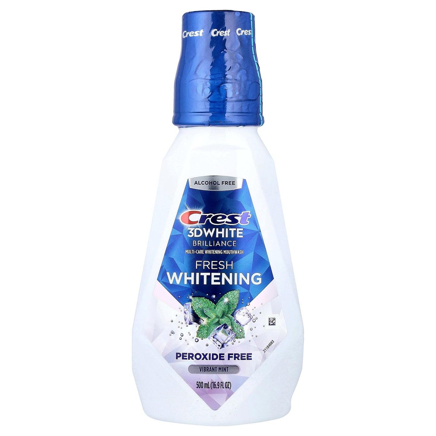 Crest, 3D White, Brilliance Fresh Whitening Mouthwash, Alcohol Free, Vibrant Mint, 16.9 fl oz (500 ml)