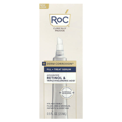 RoC, Derm Correxion®, Fill + Treat Serum, Advanced Retinol & Triple Hyaluronic Acid, 0.5 fl oz (15 ml)
