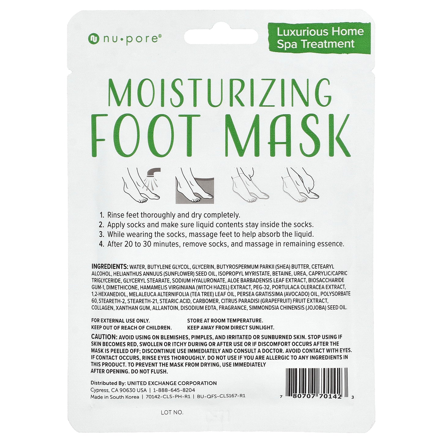 Nu-Pore, Moisturizing Foot Mask, One Size Fits Most, 1 Pair