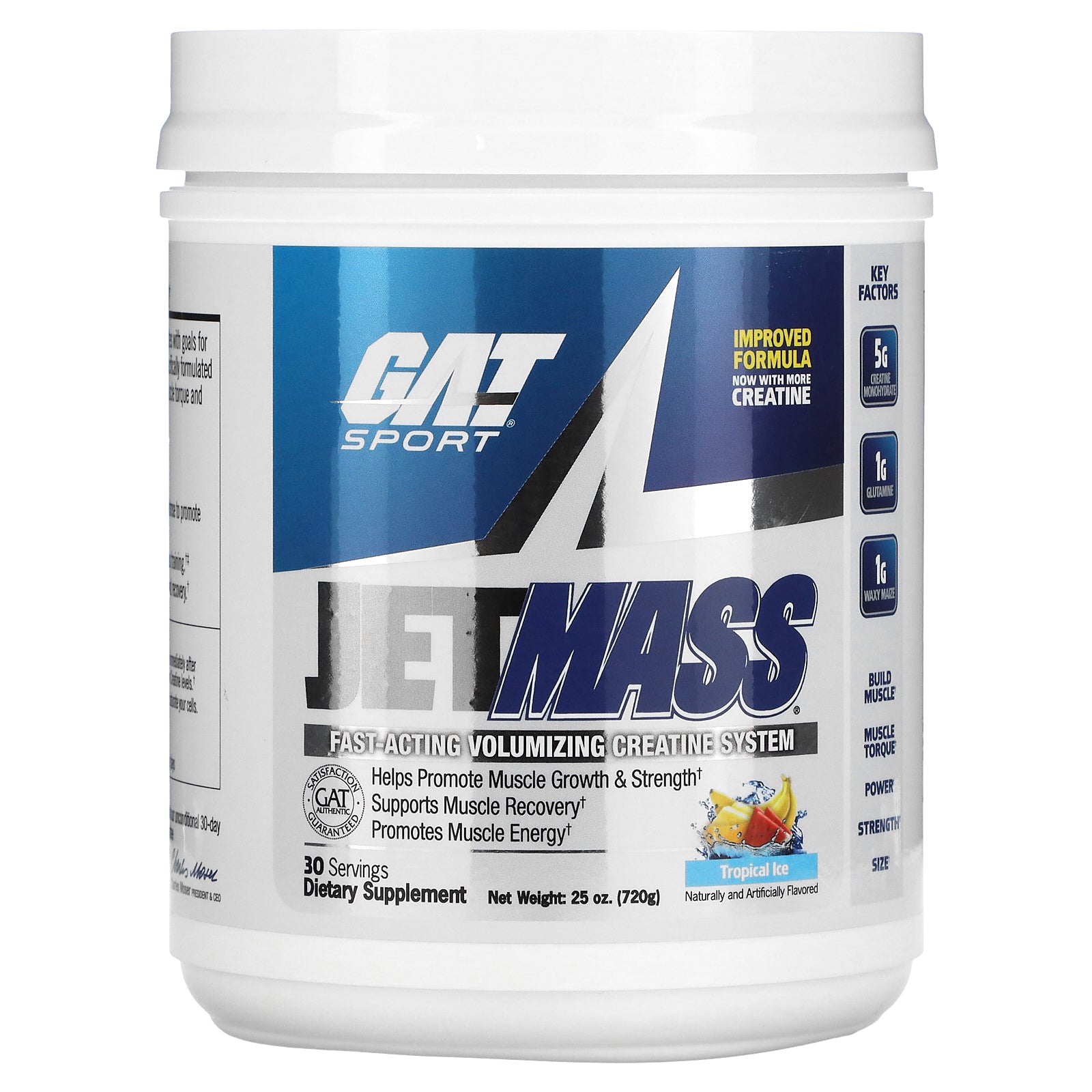 GAT, JetMASS, Fast-Acting Volumizing Creatine System, Tropical Ice, 25 oz (720 g)