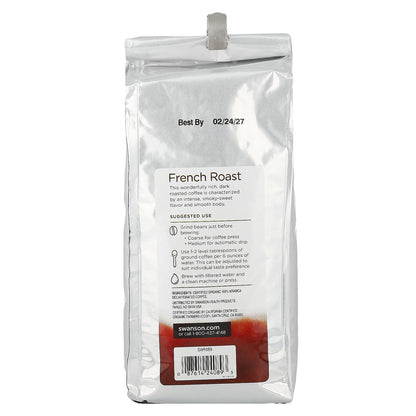Swanson, Organic French Roast Coffee, Whole Bean, Dark Roast, Decaf, 16 oz (454 g)