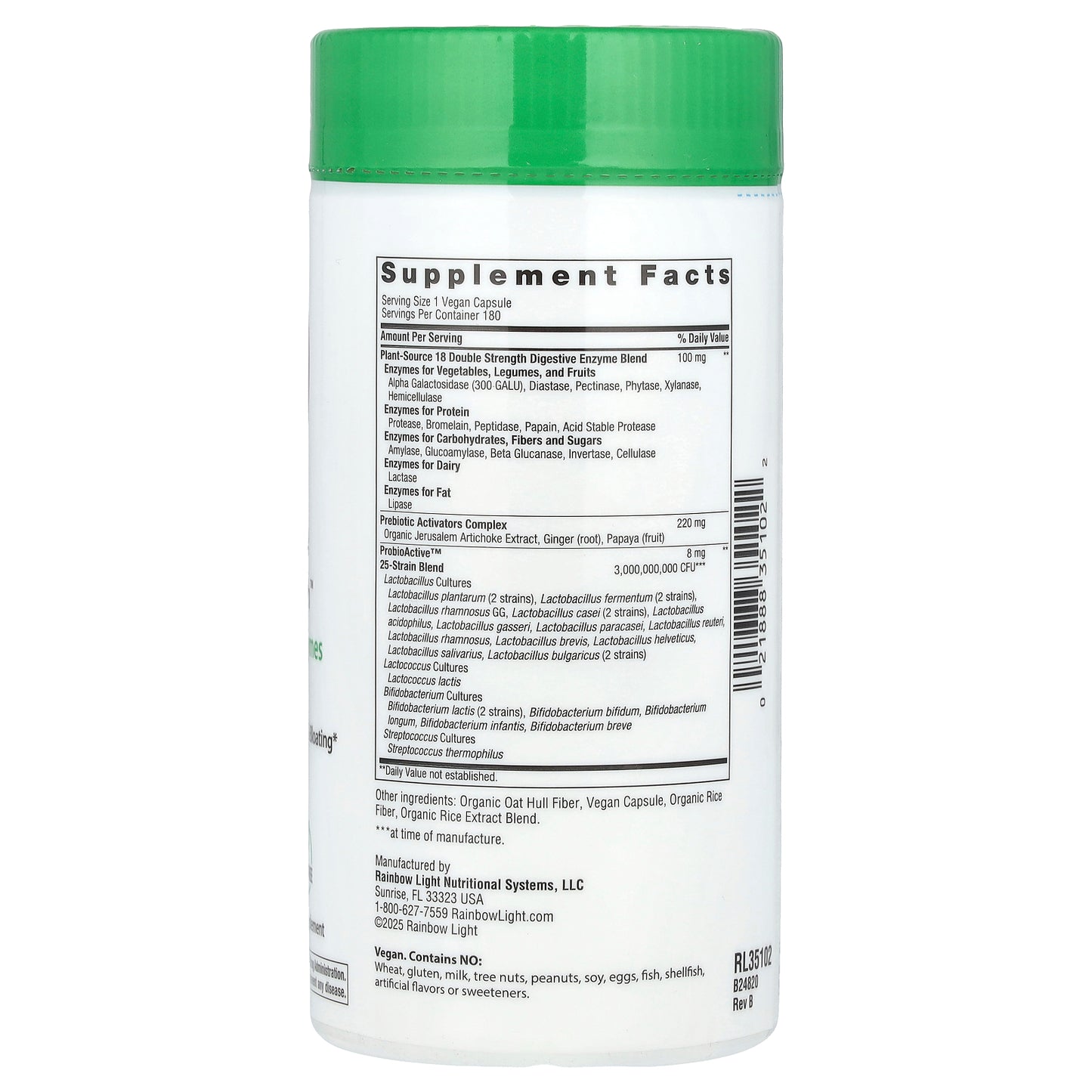 Rainbow Light, All-Zyme™, 180 Vegan Capsules