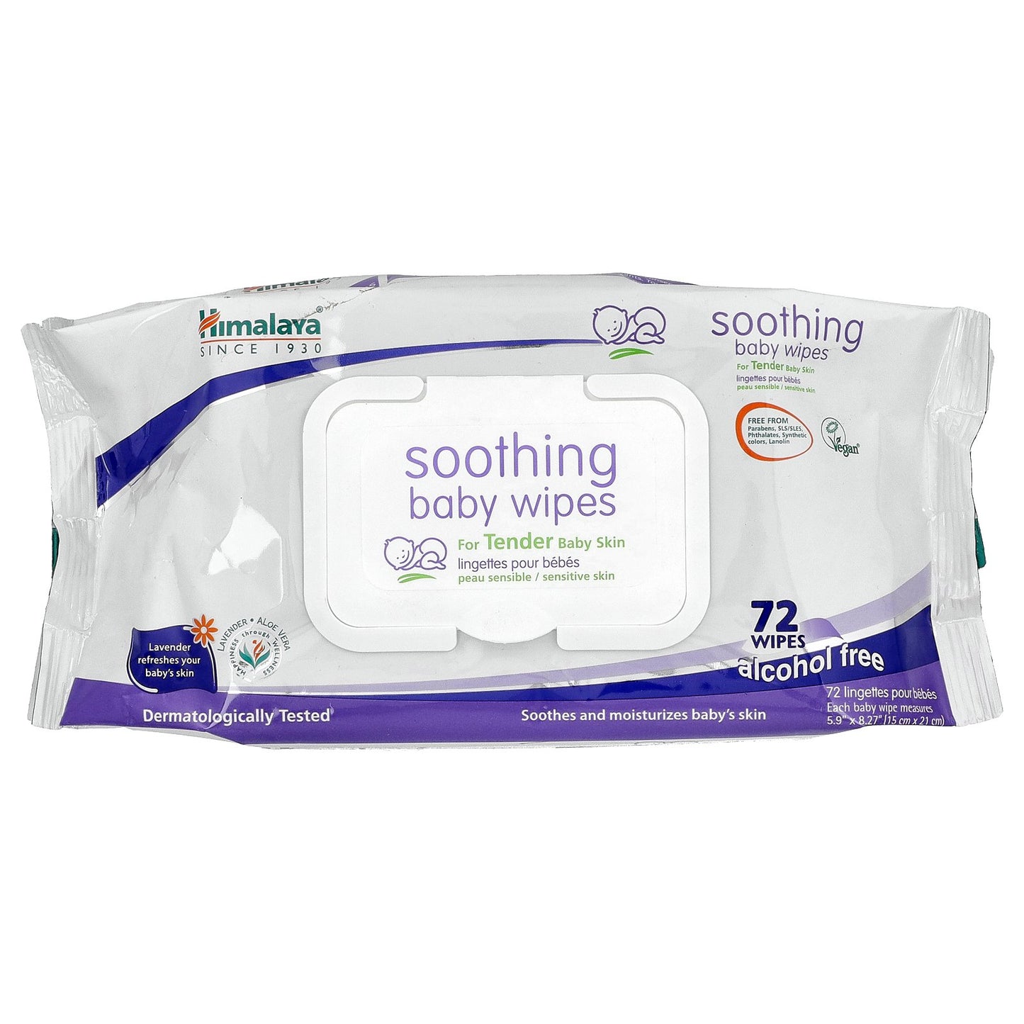 Himalaya, Soothing Baby Wipes, Alcohol Free, 72 Wipes