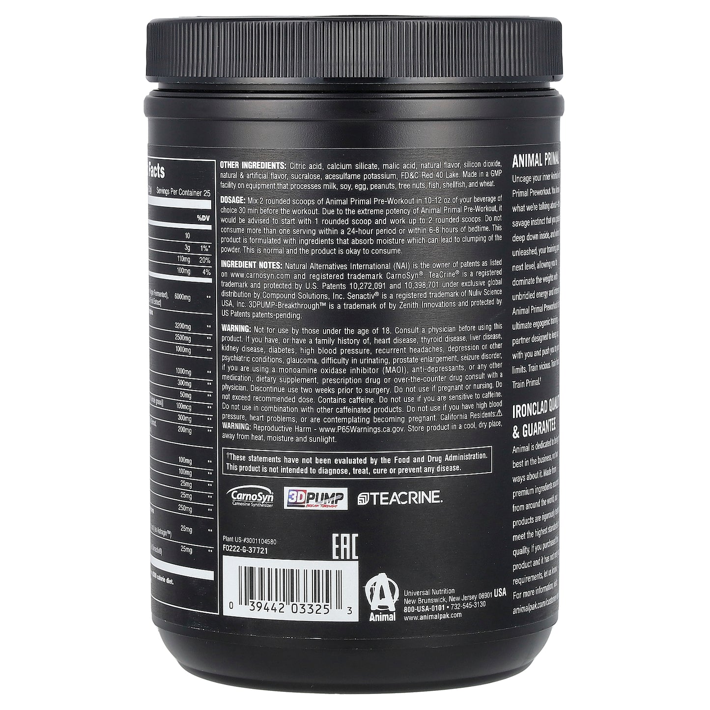 Animal, Primal Preworkout Powder, Strawberry Watermelon, 17.9 oz (507.5 g)