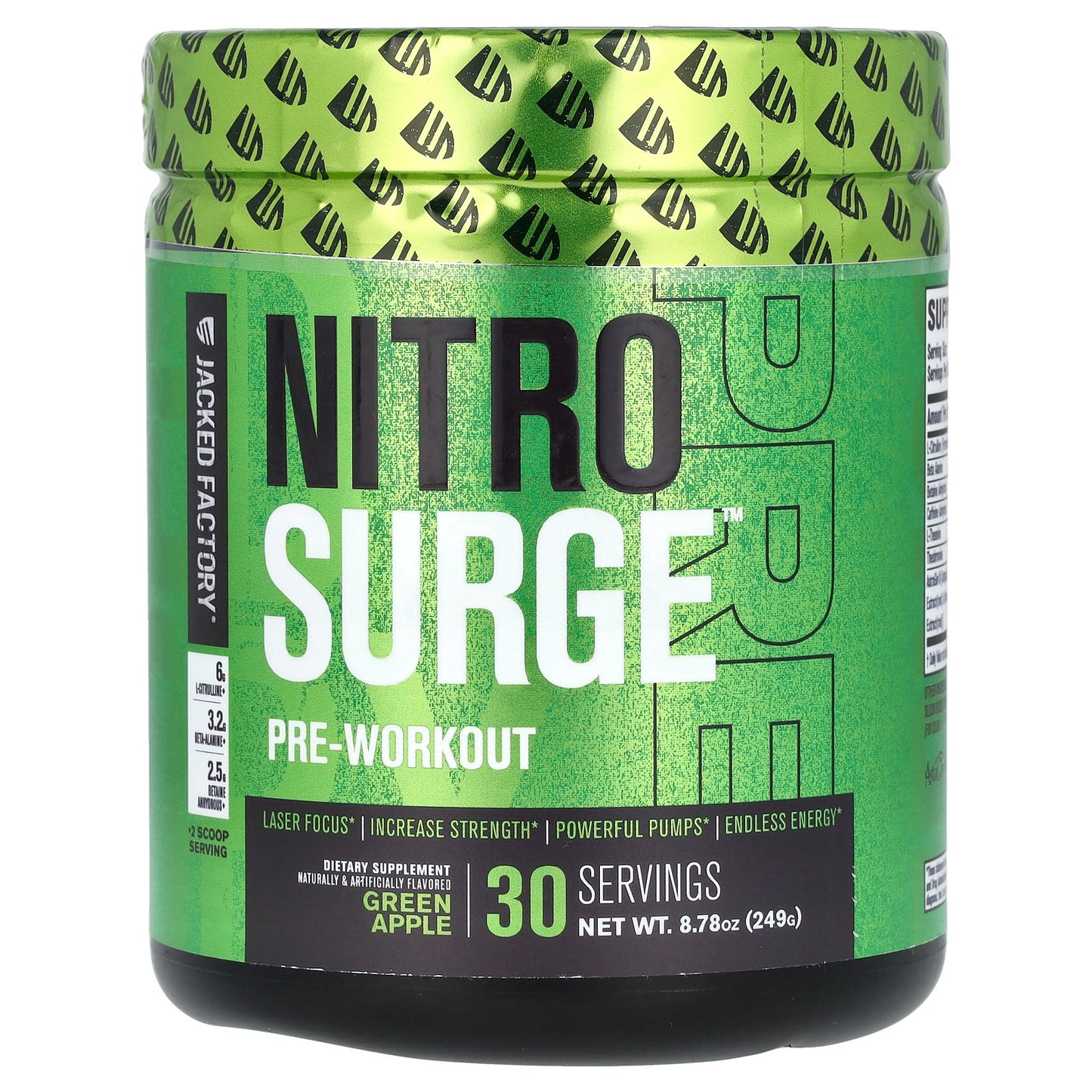 Jacked Factory, Nitro Surge, Pre-Workout, Green Apple, 8.78 oz (249 g)