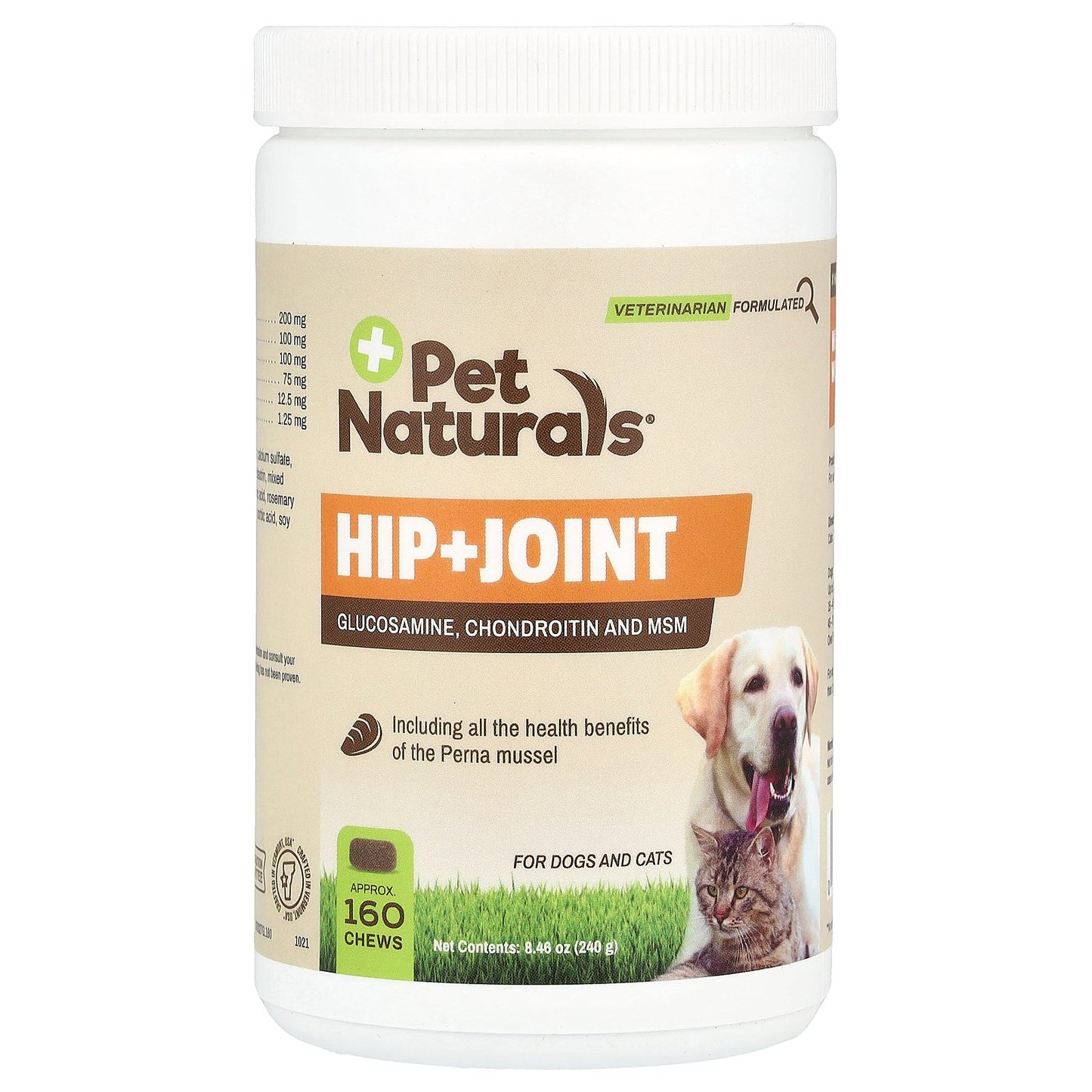 Pet Naturals, Hip + Joint, For Dogs and Cats, 160 Chews, 8.46 oz (240 g)