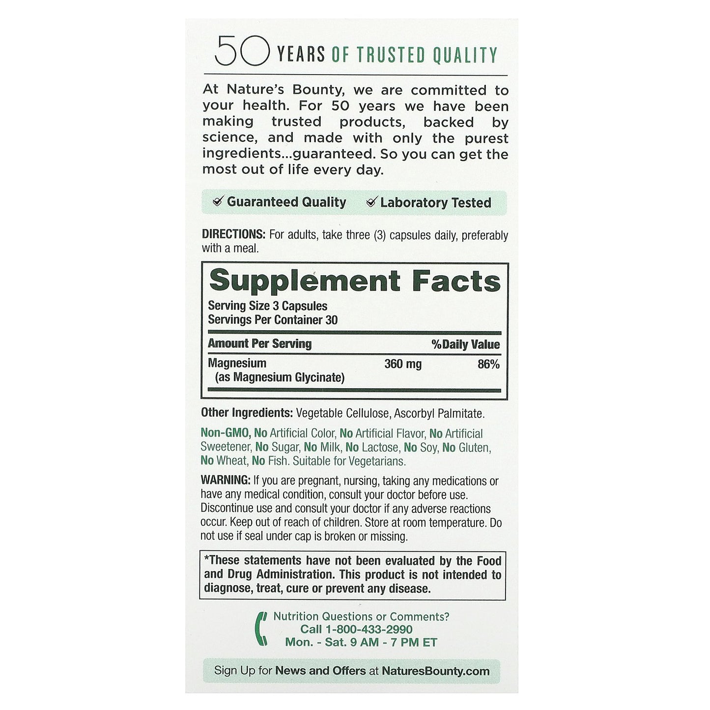 Nature's Bounty, Advanced Magnesium Glycinate, High Absorption, 90 Capsules (120 mg per Capsule)